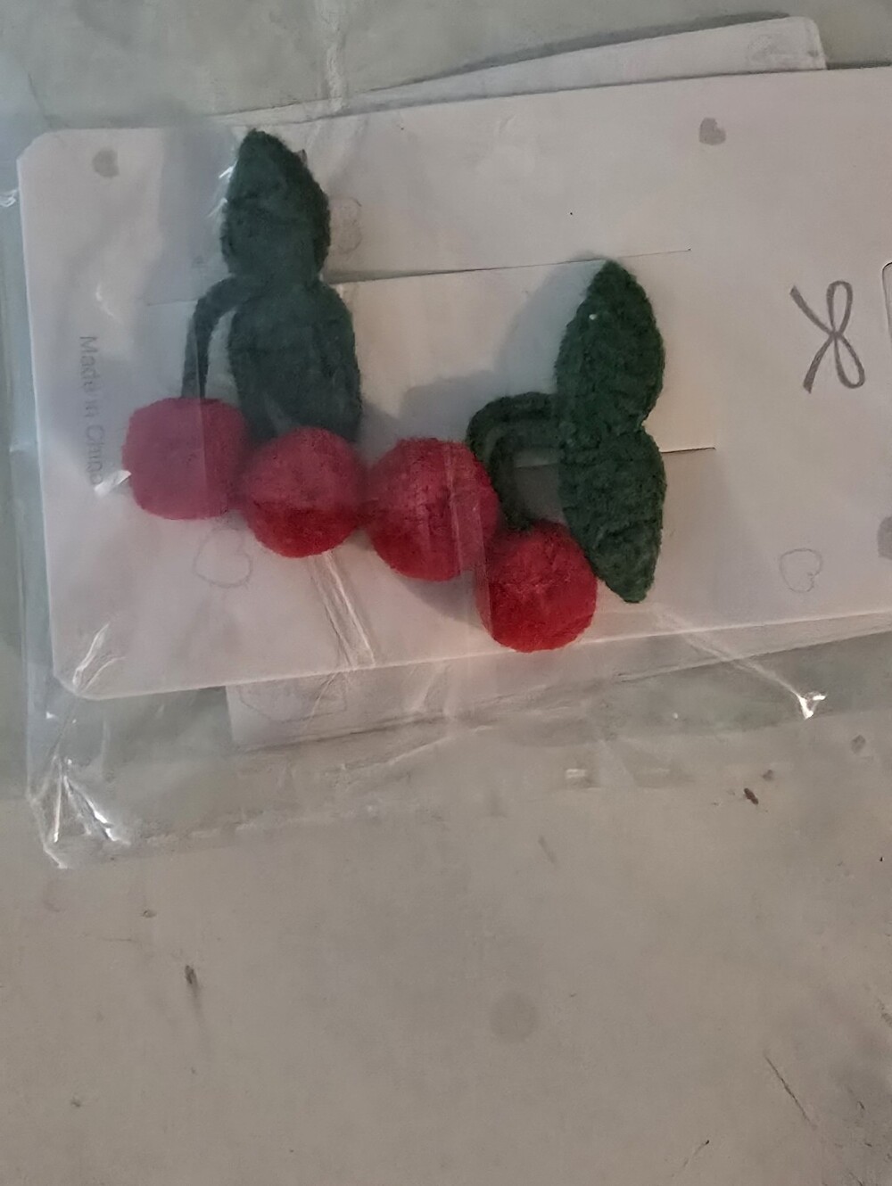 Kids Cherry Hair Clips - Red & Green